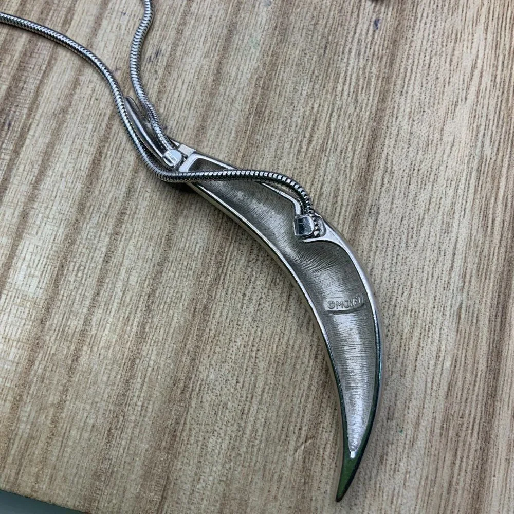 Monet Silver Tone Wave Pendant Chain Necklace